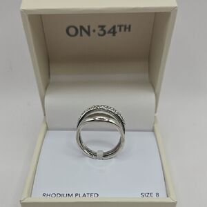 New On 34th Silver Rhodium Plated Ring